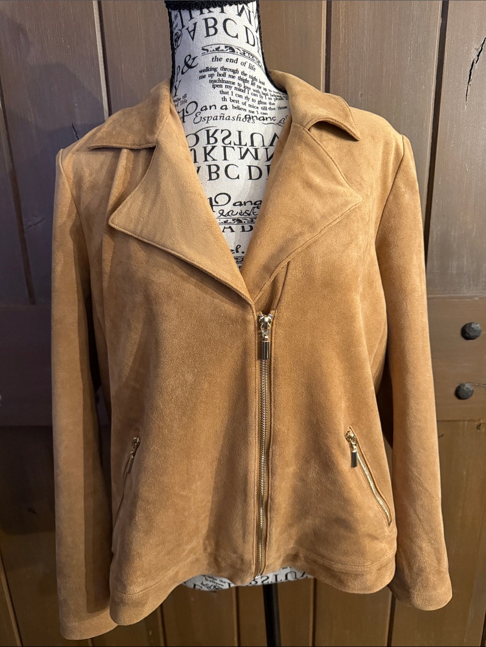 Chico's faux Suede Moto Jacket — Tan Sise 2 P‎